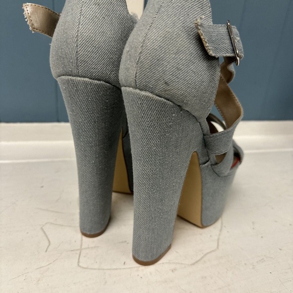 LuiChiny JAW DROPPER Light Denim Sandals Platforms women’s size 8.5 Chunky Heels - Picture 4 of 6